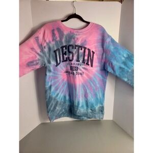 Dreamsicle Destin Florida Emerald Coast Tie Dye Sweatshirt Pink Blue Small